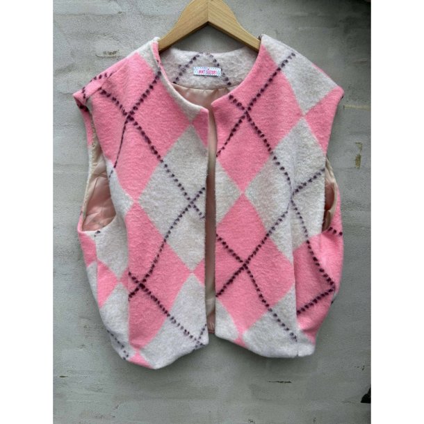 Not Sisters - Vest - harlekin m�nster pink og beige