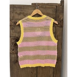 Not Sisters - Strikvest - pink/beige/gul stribet