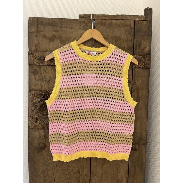 Not Sisters - Strikvest - pink/beige/gul stribet