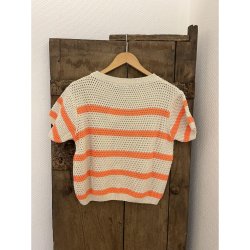 Not Sisters - Strik Bluse - beige m/orange striber