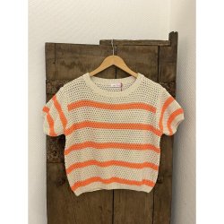 Not Sisters - Strik Bluse - beige m/orange striber