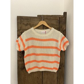 Not Sisters - Strik Bluse - beige m/orange striber
