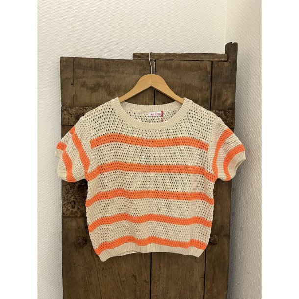 Not Sisters - Strik Bluse - beige m/orange striber