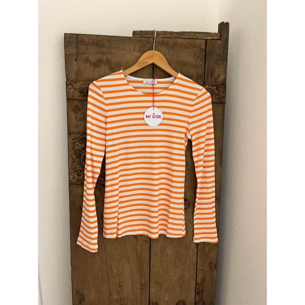 Not Sisters - Everyday stripes - T-Shirt m/lange �rmer - hvid og orange