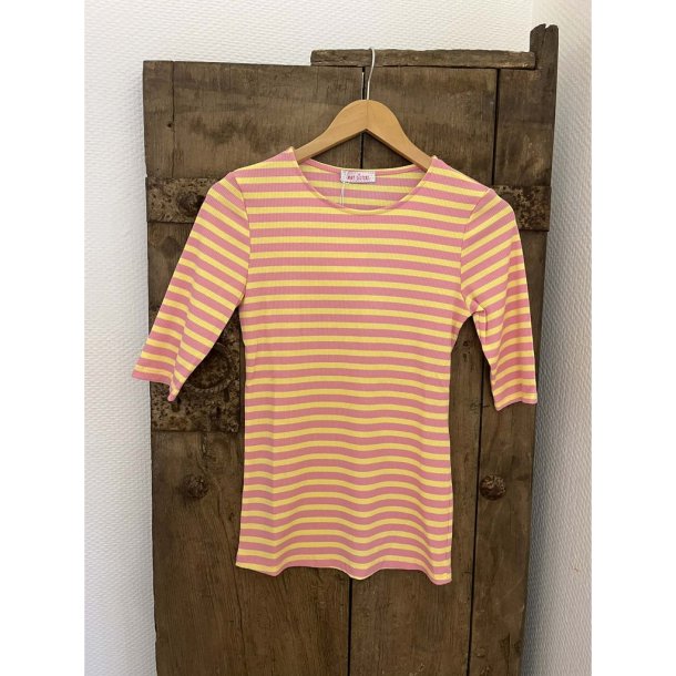 Not Sisters - T-Shirt SS - stribet - pink/gul