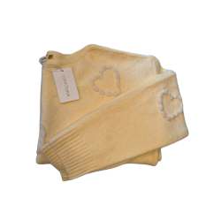 BOHO-LOVE - Strikbluse med lange rmer - lys gul med hvide hjerter