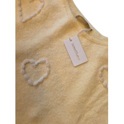 BOHO-LOVE - Strikbluse med lange rmer - lys gul med hvide hjerter