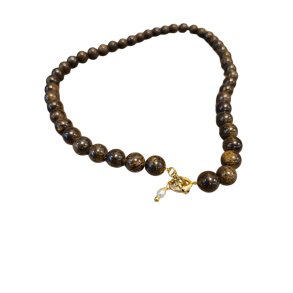 Tim&Simonsen - Jackie Perlehalskde - natur sten og ferskvandsperle - bronze gr