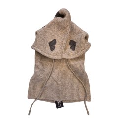 Lisbeth Merrild - Balaclava - beige m/brune hjerter - OneSize