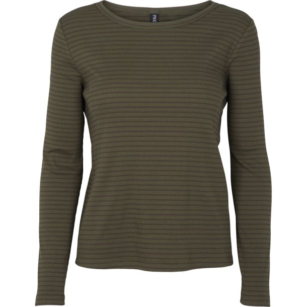 Prepair - Beatrice T-Shirt - stribet - army og brun