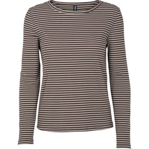 Prepair - Beatrice T-Shirt - stribet - brun og hvid