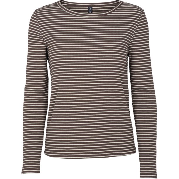 Prepair - Beatrice T-Shirt - stribet - brun og hvid