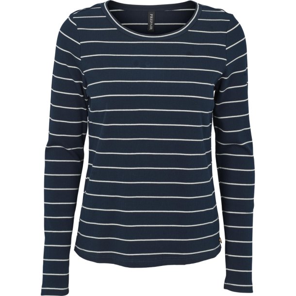 Prepair - Beatrice T-Shirt - stribet - navy og hvid stribet