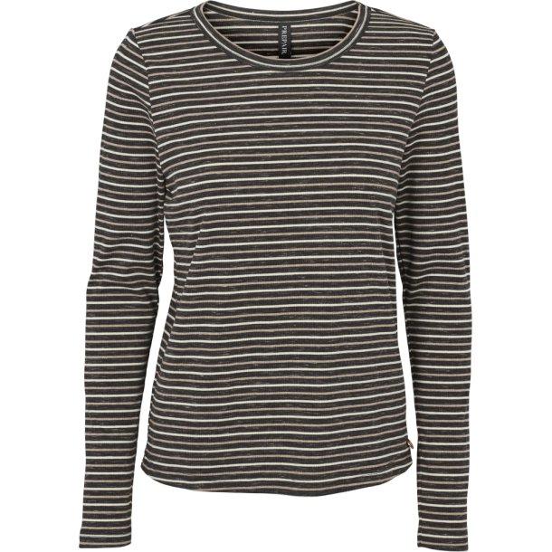 Prepair - Beatrice T-Shirt - brun melange stribet