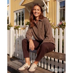 Prepair - Candra Bluse - brun/sand stribet