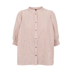 Prepair - Ella Bluse- med 3/4 korte rmer m. smock - rosa og hvid stribet