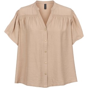 Prepair - Filippa Bluse - med korte lette rynkede rmer - sand
