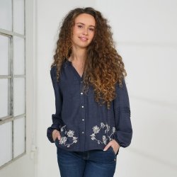 Prepair - Harriet Bluse - bl� med broderier