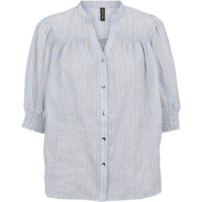 Prepair - Lissa Bluse- med 3/4 korte rmer m. smock - bl stribet
