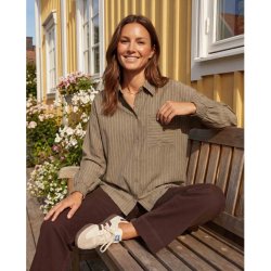 Prepair - Lizette Bluse - taupe stribet