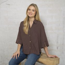 Prepair - Lydia Skjortebluse - loose fit med trekvartlange �rmer - blomme