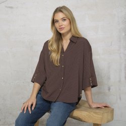 Prepair - Lydia Skjortebluse - loose fit med trekvartlange �rmer - blomme