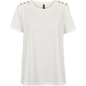 Prepair - Mia T-Shirt - med korte rmer m. guldknapper p skuldrene - off white