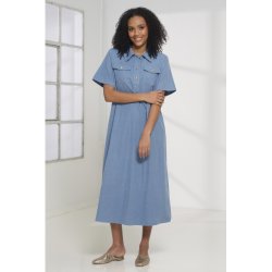 Prepair - Paulina Denim Kjole m. skjortekrave og korte rmer - bl