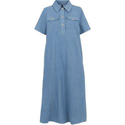 Prepair - Paulina Denim Kjole m. skjortekrave og korte rmer - bl