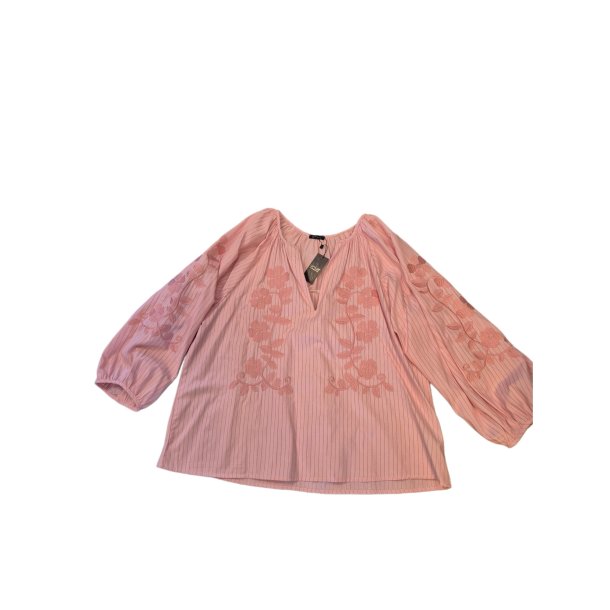 Qnuz - Boheme Bluse - rosa m/tynde striber samt broderier