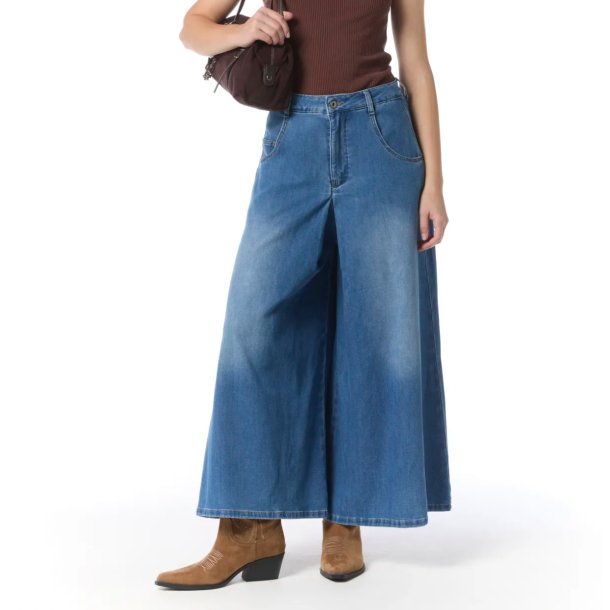 Qnuz - Wide Pants / Nederdel - denim bl�