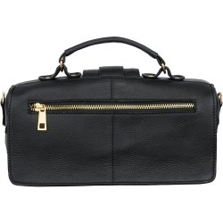 Tim&Simonsen - Sandie Ladies bag - skindtaske sort med guldspnde med simili sten