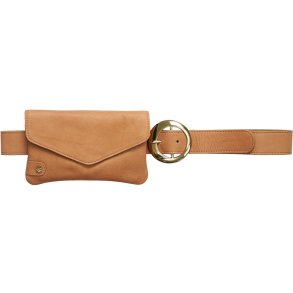 Tim&Simonsen - L�derb�lte med pung - Gemma - cognac med guldsp�nde 85 cm