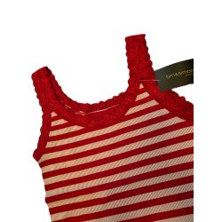 Tim&Simonsen - ISA rib top m/blondekant - microfiber - r�d og hvid stribet