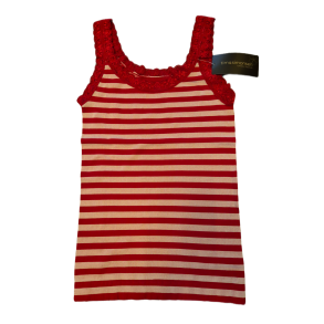 Tim&Simonsen - ISA rib top m/blondekant - microfiber - rd og hvid stribet