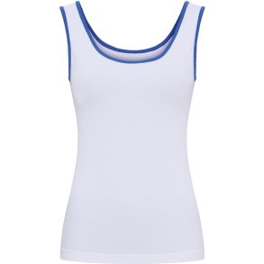 Tim&Simonsen - Marie Tank Top - hvid m/bl� kant - Microfibertop i rib