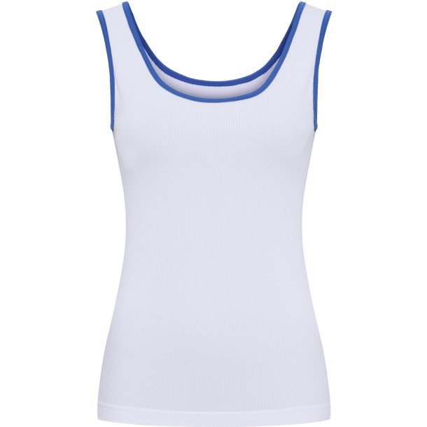 Tim&Simonsen - Marie Tank Top - hvid m/bl� kant - Microfibertop i rib
