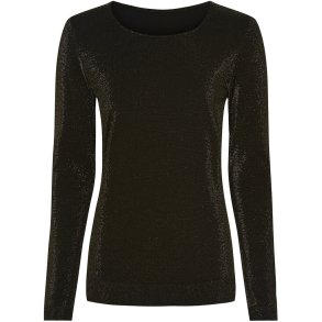 Tim&Simonsen - Microfiber Bluse med lange rmer - sort/guld glitter
