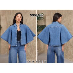 Wilto - Denim Jakke - kort model med vidde �rmer - denim bl�