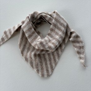 THREE M - Strikket T�rkl�de - trekantet i taupe med striber