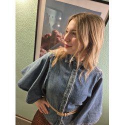 Wilto - Denim Jakke - kort model med vidde �rmer - denim bl�