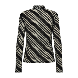 FREE/QUENT - FQISAC Bluse - sort med offwhite mnster