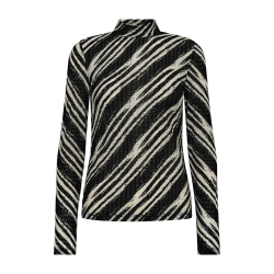 FREE/QUENT - FQISAC Bluse - sort med offwhite mnster