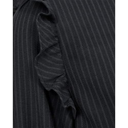 FREE/QUENT FQLELI - Skjortebluse med flsedetaljer - sort og gr stribet