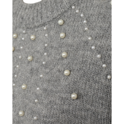 FREE/QUENT FQPEARL - Strikpullover - gr med hvide perler