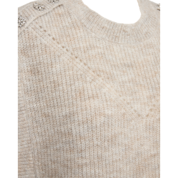 FREEQUENT - FQRANOLA Strik Vest - beige melange med simili knapper
