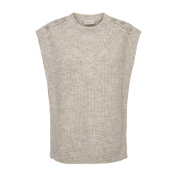 FREEQUENT - FQRANOLA Strik Vest - beige melange med simili knapper