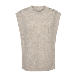 FREEQUENT - FQRANOLA Strik Vest - beige melange med simili knapper