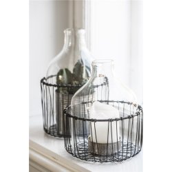 Rund skl i sort metalwire - diameter 18,5 cm