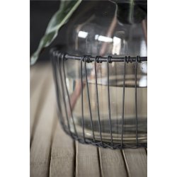 Rund skl i sort metalwire - diameter 18,5 cm